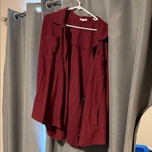 Maurices Deep Burgundy Button-Up Shirt Jacket